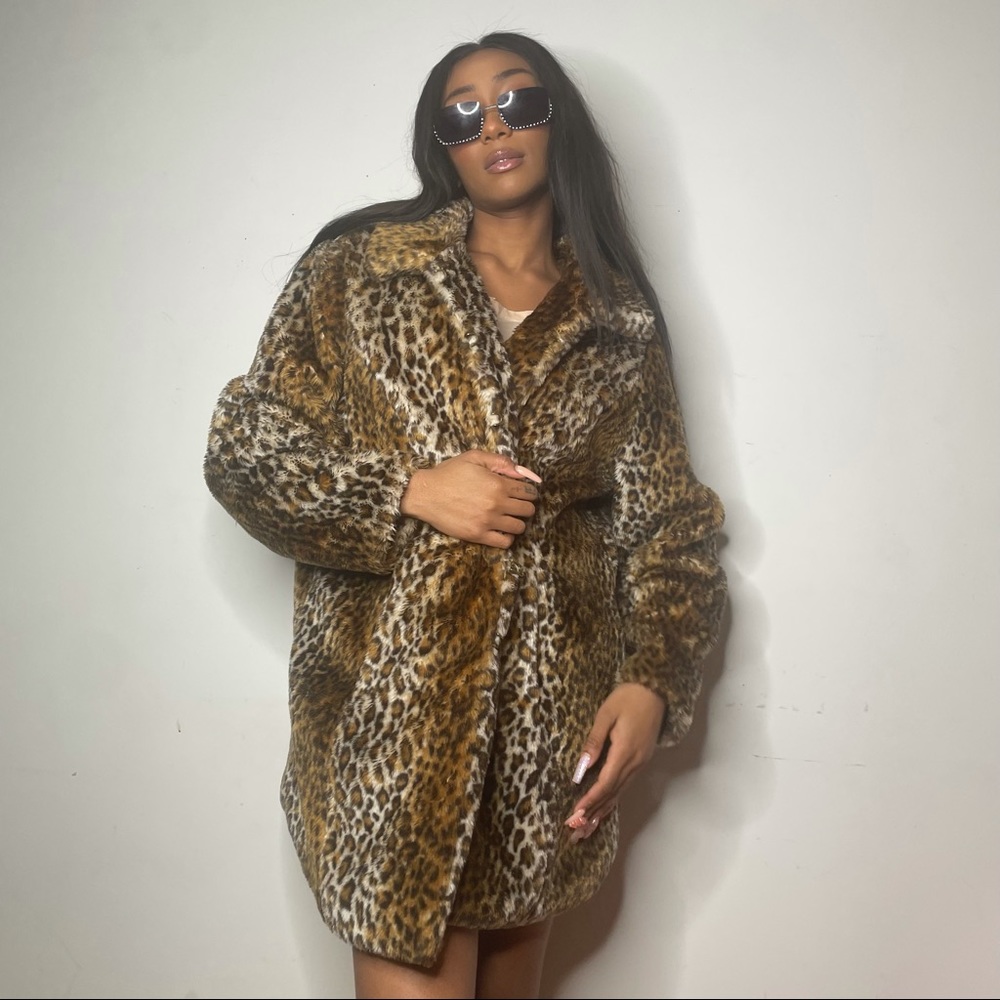 Vintage Leopard Faux Fur Coat